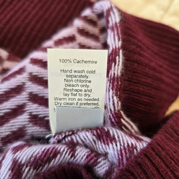 J.Crew Collection Cashmere Sweater Women's S Burgundy Herringbone Preppy Classic - Picture 6 of 12